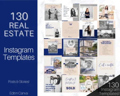 130 Real Estate Instagram Templates – Canva Post & Story Bundle for Realtors & Agents
