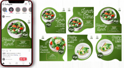 40 + Healthy Food & Fitness Instagram Canva Templates